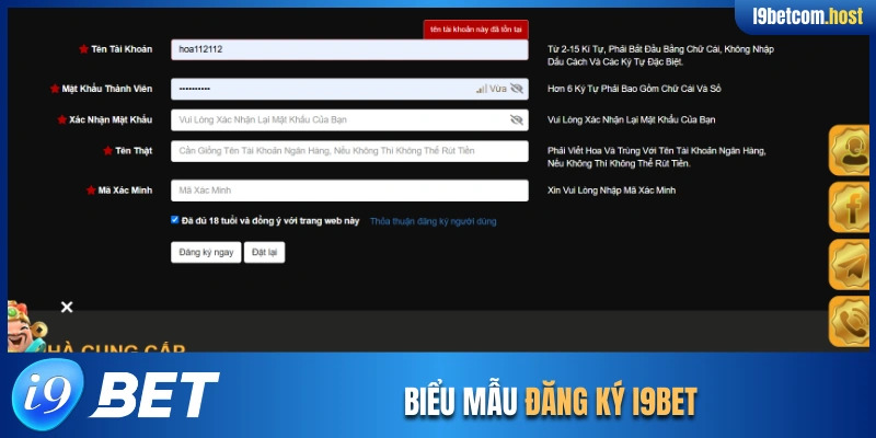 Biểu mẫu đăng ký I9BET