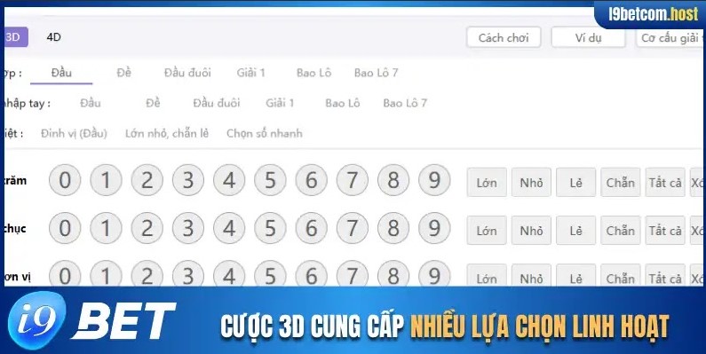 Cược 3D cung cấp nhiều lựa chọn linh hoạt
